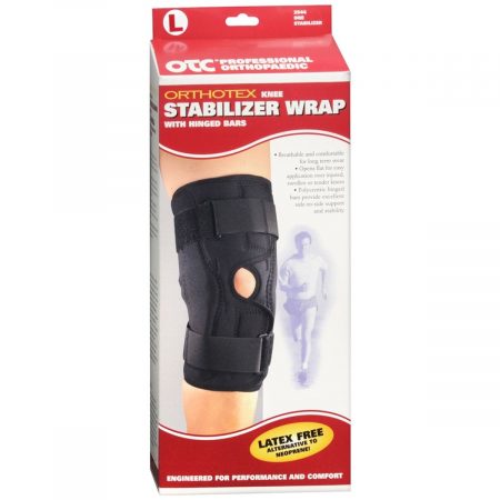 OTC Professional Orthopaedic Orthotex Knee Stabilizer Wrap with Hinged Bars Black Size L 2544-L - 1 EA