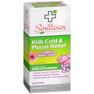 Similasan Kids Cold & Mucus Relief plus Echinacea for Immunity Support Syrup Grape Flavor - 4 OZ