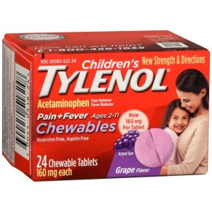 TYLENOL Children's Pain + Fever Chewable Tablets Grape Flavor - 24 TB
