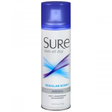 Sure Anti-Perspirant Deodorant Aerosol Spray Regular Scent - 6 OZ