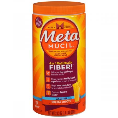 Metamucil 4 in 1 MultiHealth Fiber Powder Orange Smooth Sugar Free - 23.3 OZ