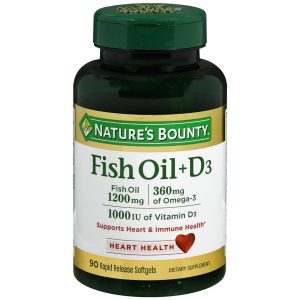 Nature's Bounty Fish Oil 1200 mg + D3 1000 IU Rapid Release Softgels - 90 CP