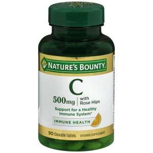 Nature's Bounty C 500 mg with Rose Hips Chewable Tablets Natural Orange Flavor - 90 TB