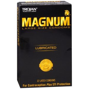 TROJAN MAGNUM Large Size Lubricated Latex Condoms - 12 EA