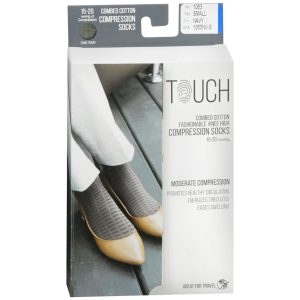 Touch Combed Cotton Knee High Compression Socks 15-20 mmHg Small Navy Item # 1063 - 1 PR
