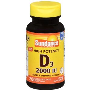 Sundance Vitamins High Potency D3 2000 IU Vitamin Supplement Quick Release Softgels - 200 CP