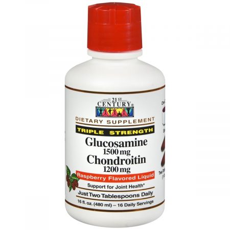 21st Century Glucosamine 1500 mg Chondroitin 1200 mg Liquid Triple Strength Raspberry Flavored - 16 OZ