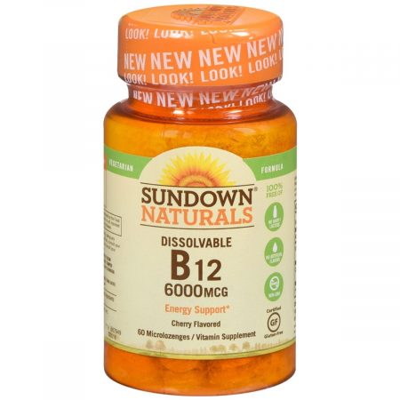 Sundown Naturals Vitamin B12 6,000 mcg Microlozenges Cherry Flavored - 60 EA