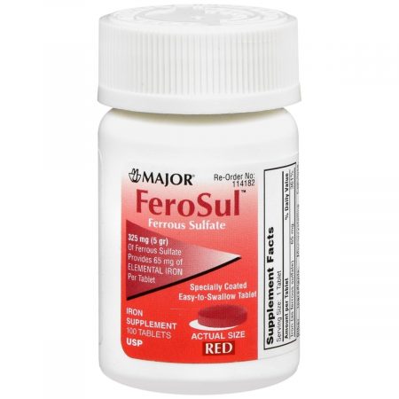 MAJOR FeroSul Red Iron Supplement Tablets - 100 TB