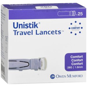 Owen Mumford Unistik Travel Lancets Comfort 28G 1.8mm - 25 EA