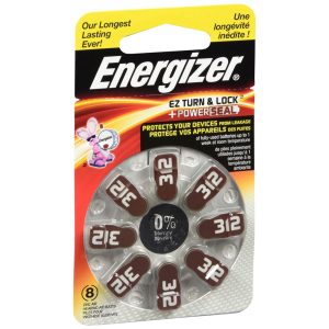 Energizer EZ Turn & Lock + Power Seal Hearing Aid Batteries Size 312 - 8 EA