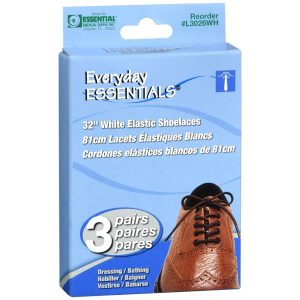 Essential Medical Supply Everyday Essentials Elastic Shoelaces 32 Inch White - 3 PR