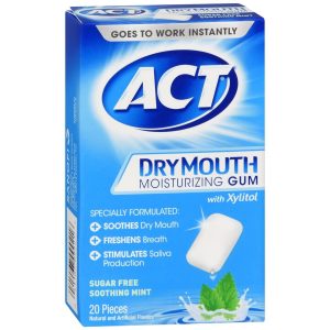 ACT Dry Mouth Moisturizing Gum With Xylitol Sugar Free Soothing Mint - 20 EA
