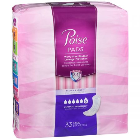 Poise Pads Bladder Leakage Protection Ultimate Absorbency Regular Length - 33 EA